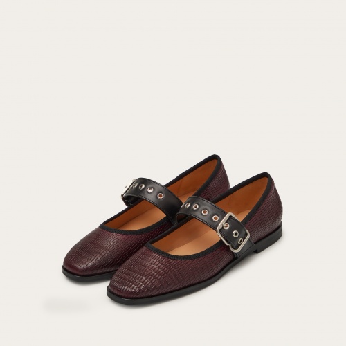 Louisine Ballerina, burgundy lizard